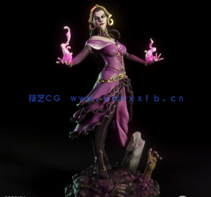 [独立角色] 万智牌游戏角色莉莲娜维斯雕塑3D打印模型(图1)