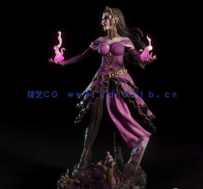 [独立角色] 万智牌游戏角色莉莲娜维斯雕塑3D打印模型(图5)