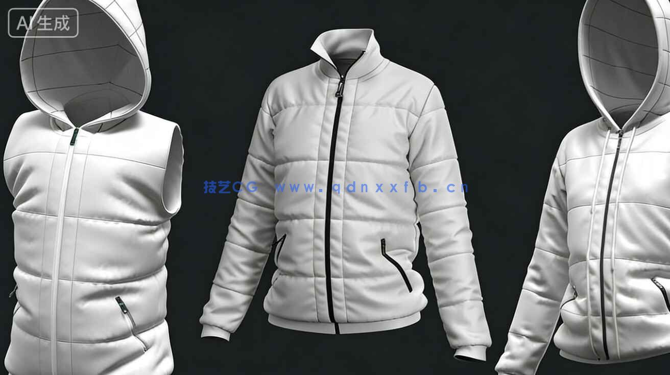 27件时尚女性羽绒棉服大衣夹克帽子等服装3D模型合集(图6)