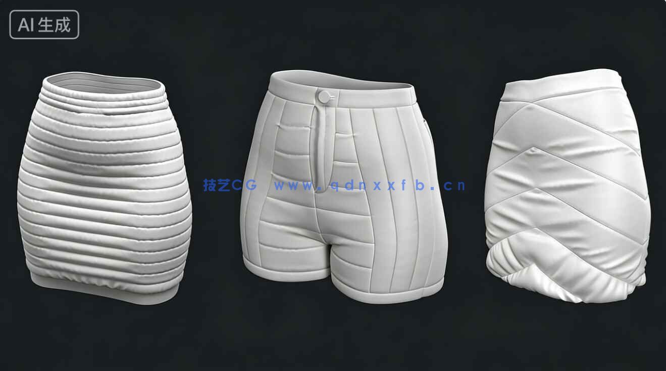 27件时尚女性羽绒棉服大衣夹克帽子等服装3D模型合集(图7)