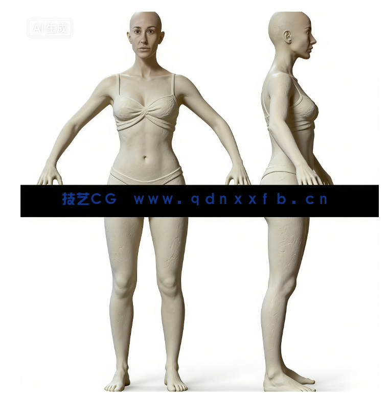 女性人体3D扫描建模雕刻高精度3D模型02(图1)