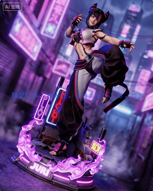 韩蛛俐Juri Han站姿《街头霸王》游戏角色雕刻手办3D打印模型