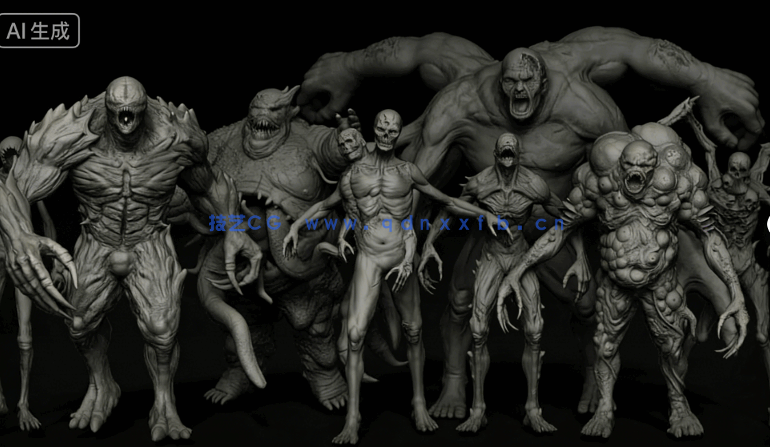 80款不死生物亡灵丧尸手工雕刻VDM笔刷ZBrush套件