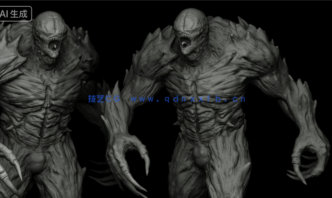 80款不死生物亡灵丧尸手工雕刻VDM笔刷ZBrush套件(图4)