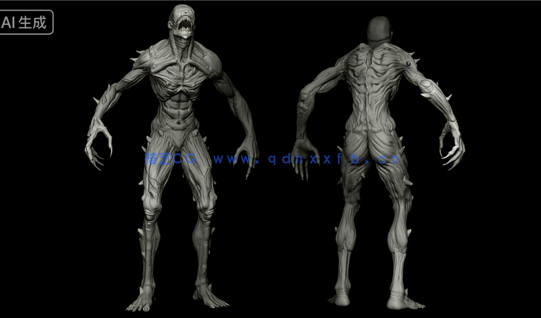 80款不死生物亡灵丧尸手工雕刻VDM笔刷ZBrush套件(图7)