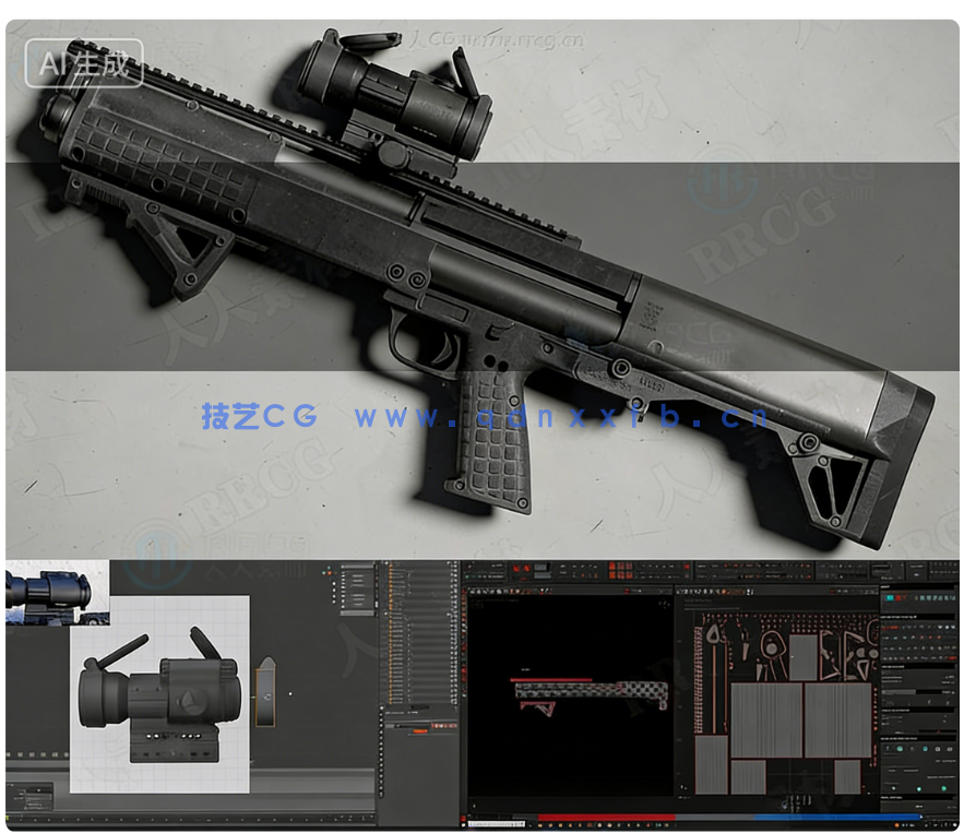 Blender超精细游戏武器模型从设计到渲染完整流程视(图19) Blender超精细游戏武器模型从设计到渲染完整流程视(图19)