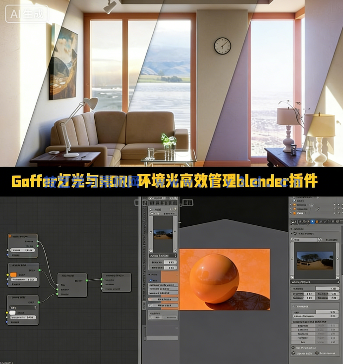 Gaffer灯光与HDRI环境光高效管理blender插件V3.2.10版(图1) Gaffer灯光与HDRI环境光高效管理blender插件V3.2.10版(图1)