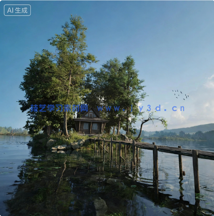 Blender渔人小屋户外景观场景模型