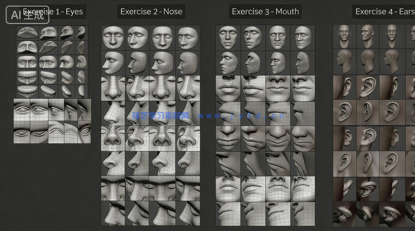 【中文字幕】Blender人物头部雕刻建模全面核心技术训练视频教程(图2) 【中文字幕】Blender人物头部雕刻建模全面核心技术训练视频教程(图2)