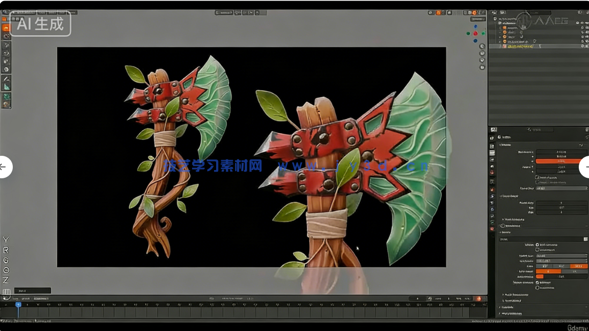 【中文字幕】Blender游戏战斧从概念设计到最终成品全流程制作视(图9)
