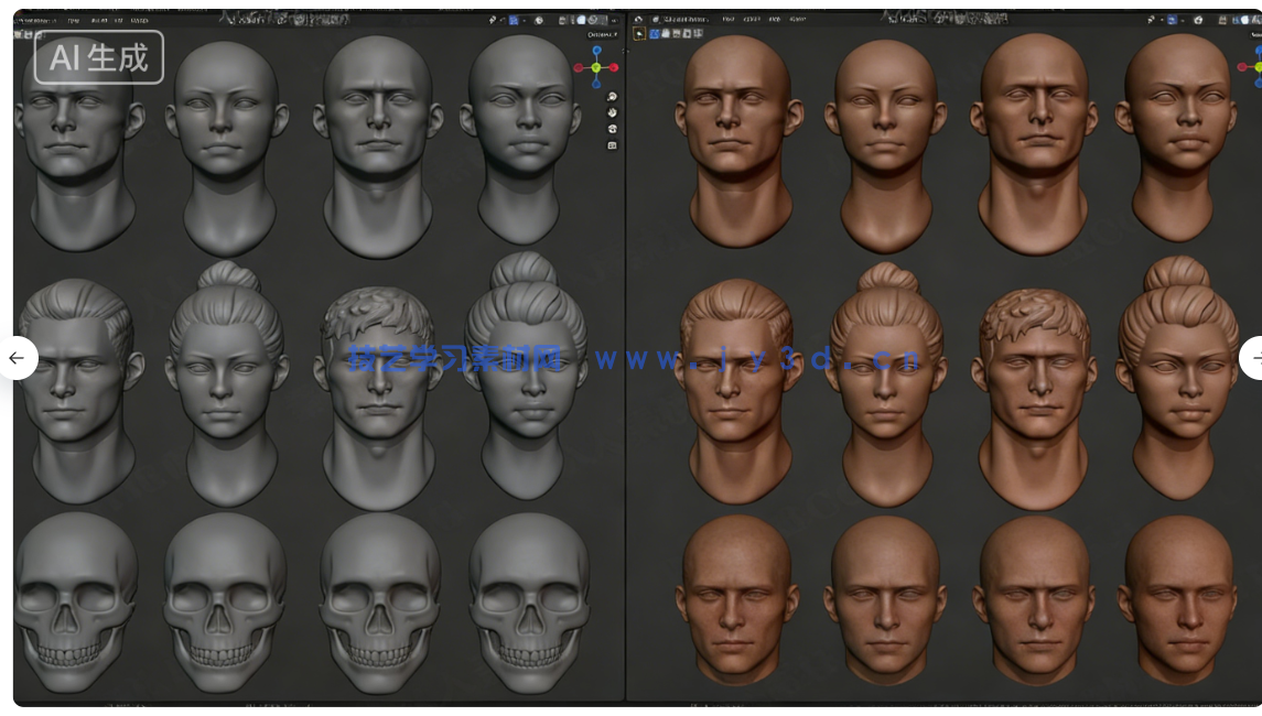 Blender人物头部雕刻建模全面核心技术训练视频教程(图1) Blender人物头部雕刻建模全面核心技术训练视频教程(图1)