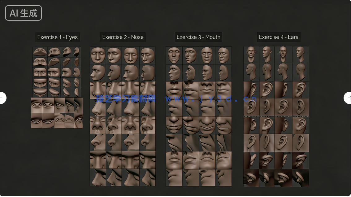 Blender人物头部雕刻建模全面核心技术训练视频教程(图4) Blender人物头部雕刻建模全面核心技术训练视频教程(图4)