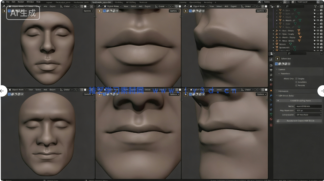 Blender人物头部雕刻建模全面核心技术训练视频教程(图5) Blender人物头部雕刻建模全面核心技术训练视频教程(图5)