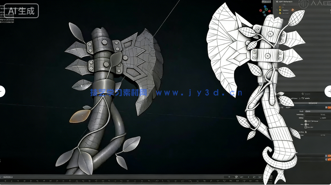 Blender游戏战斧从概念设计到最终成品全流程制作视(图4)