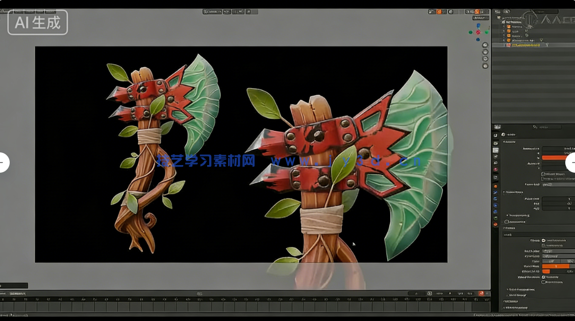 Blender游戏战斧从概念设计到最终成品全流程制作视(图6)