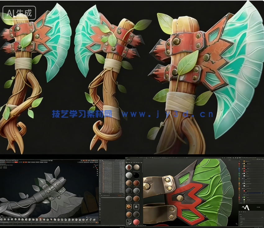 Blender游戏战斧从概念设计到最终成品全流程制作视(图8)