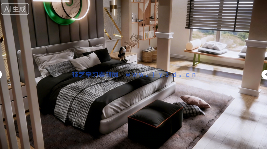 Enscape与SketchUp卧室室内可视化渲染技术视频教程(图4)