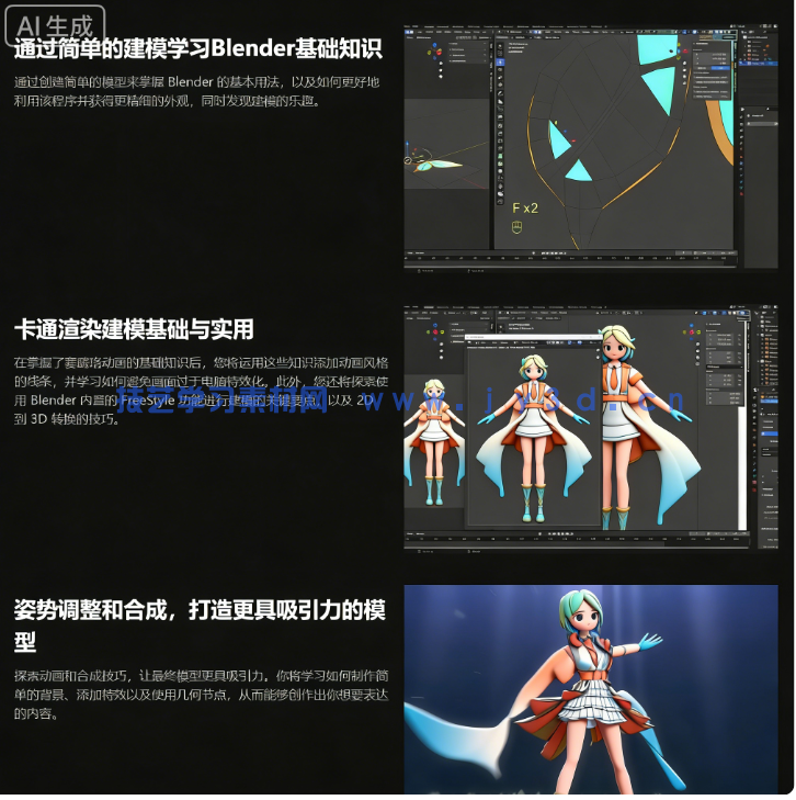 Blender卡通渲染角色从建模到后期实战全流程视频教(图3)