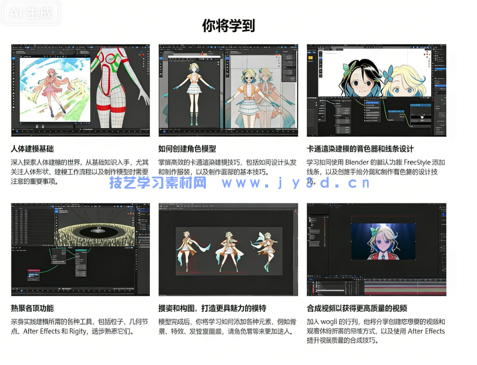 Blender卡通渲染角色从建模到后期实战全流程视频教(图4)