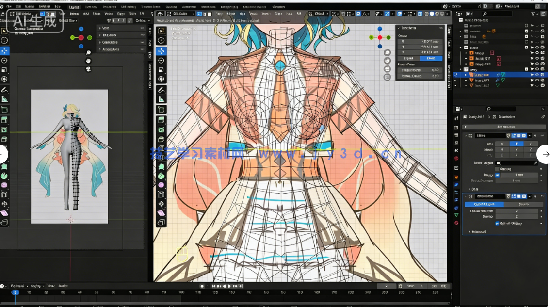 Blender卡通渲染角色从建模到后期实战全流程视频教(图8)