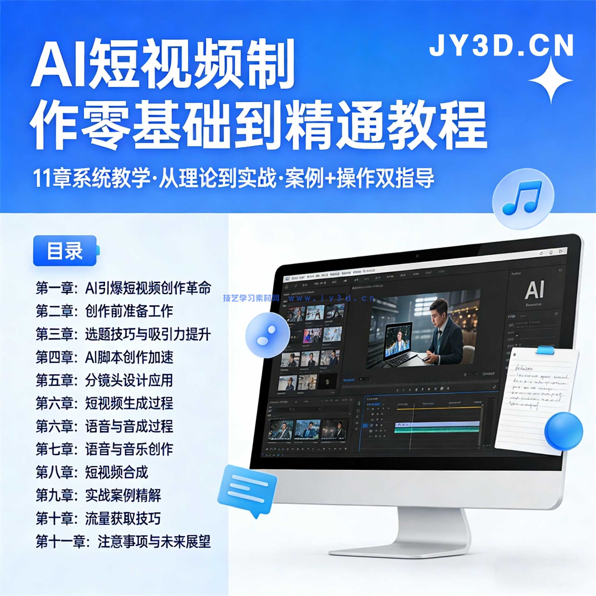2025AI 短视频创作全教程 自媒体引流起号剪辑配音实操零基础教学
