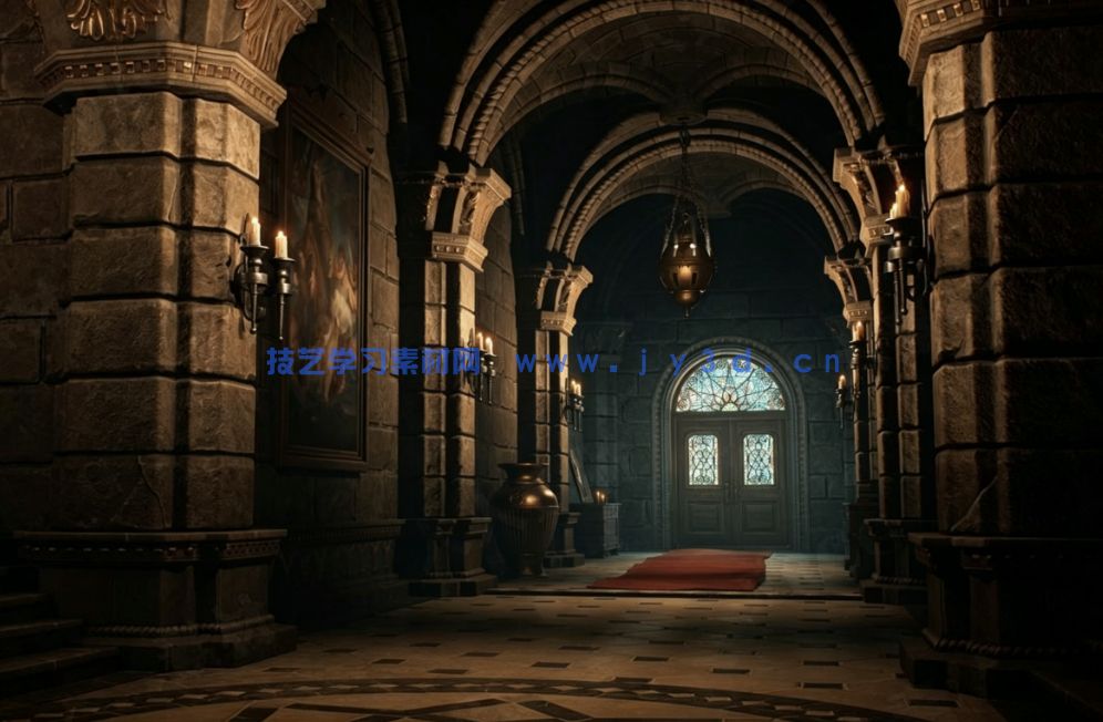 哥特式大教堂建筑内部环境场景UE游戏素材(图3)