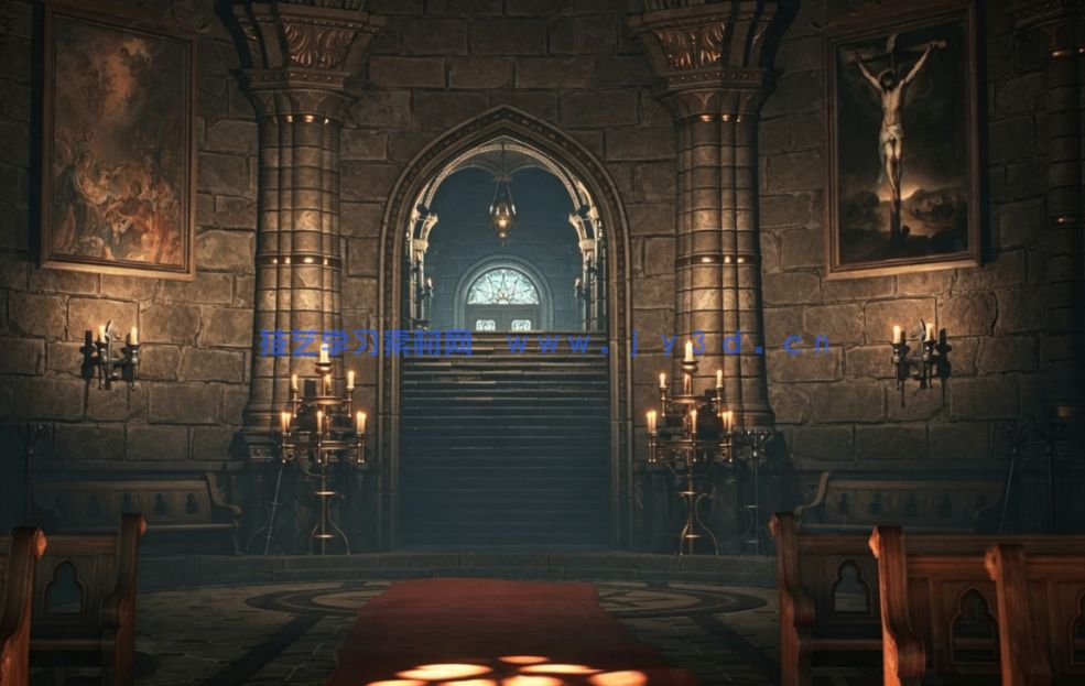哥特式大教堂建筑内部环境场景UE游戏素材(图7)