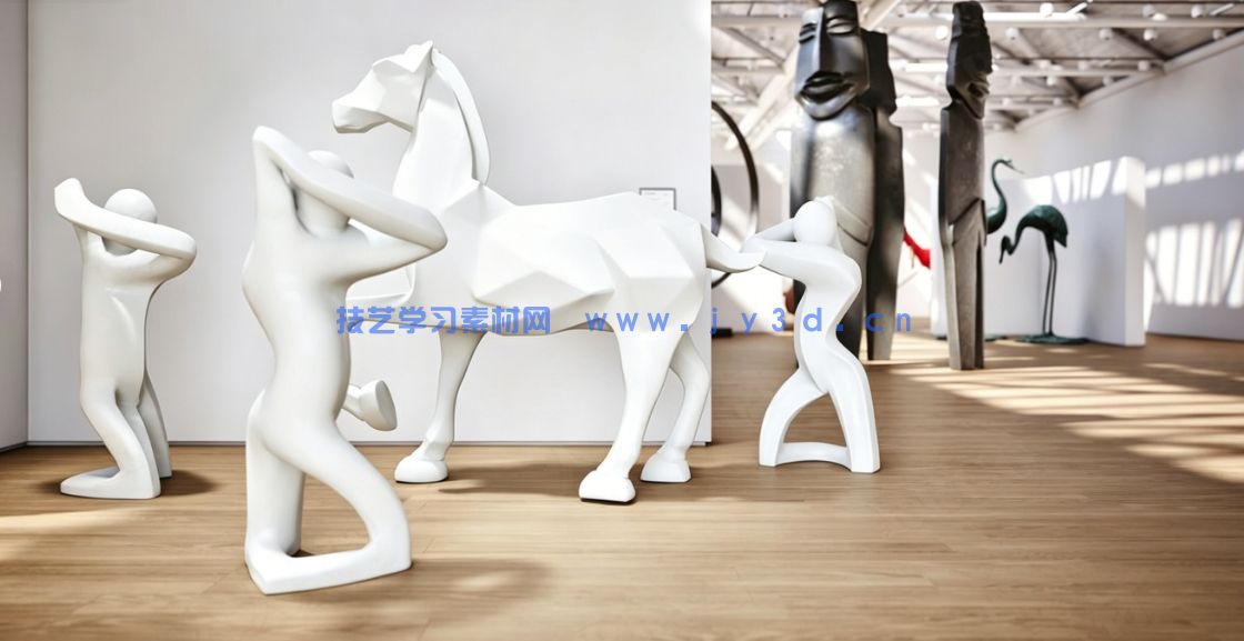 现代艺术展览空间室内可视化实时渲染场景UE游戏素材(图3)