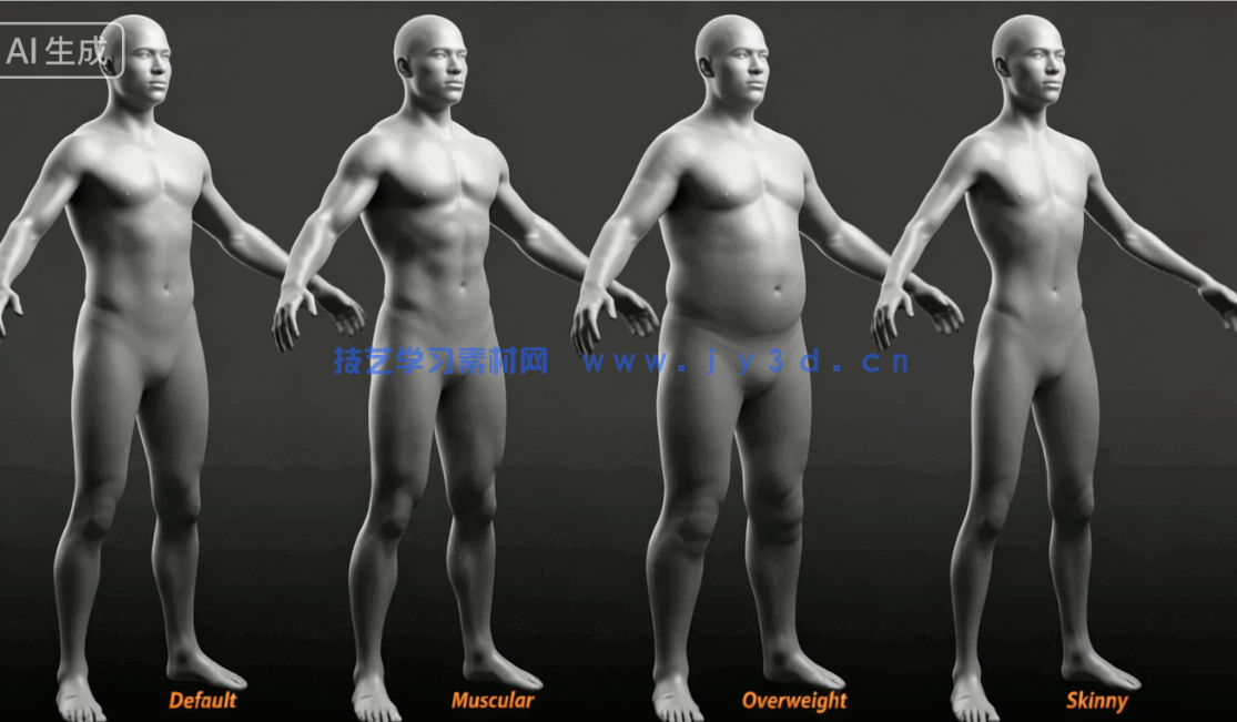 [独立角色] 男性女性角色肌肉骨骼建模雕刻基础网格3D模型合集(图3)