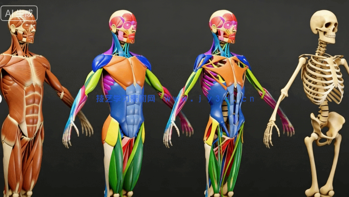 [独立角色] 男性女性角色肌肉骨骼建模雕刻基础网格3D模型合集(图10)