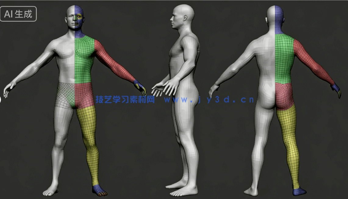 [独立角色] 男性女性角色肌肉骨骼建模雕刻基础网格3D模型合集(图15)