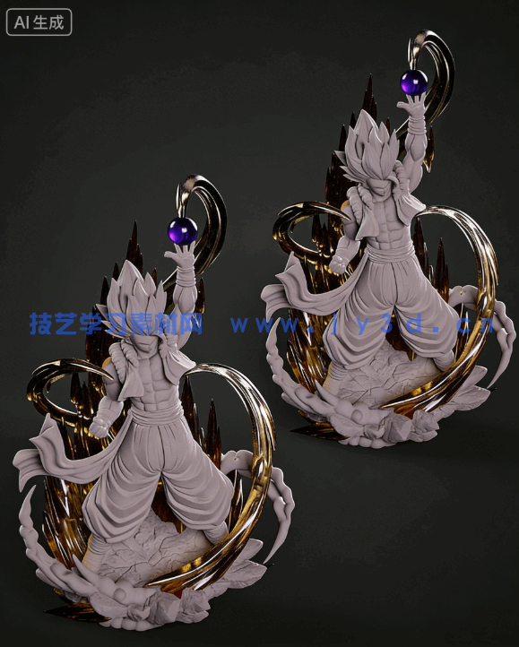 [3D打印人物] 悟吉塔Gogeta《龙珠Z》动漫角色雕刻手办3D打印模型(图8)