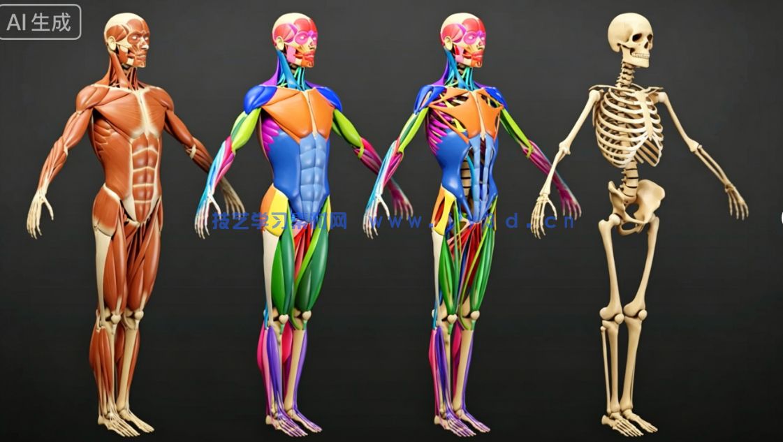 男性女性角色肌肉骨骼建模雕刻基础网格3D模型合集(图5)