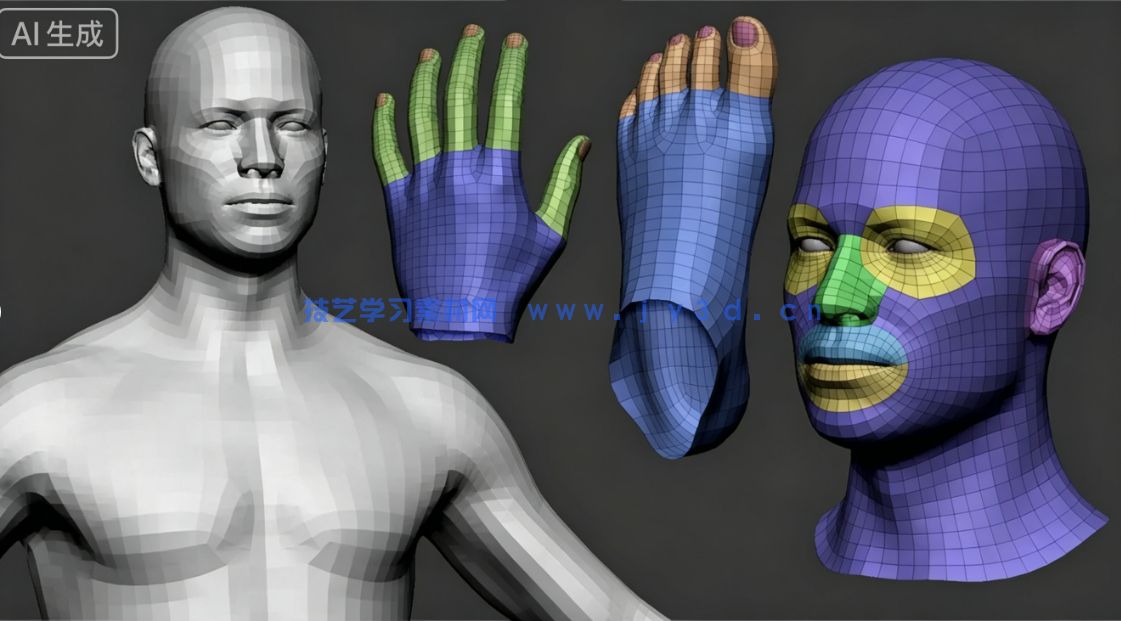 男性女性角色肌肉骨骼建模雕刻基础网格3D模型合集(图10)