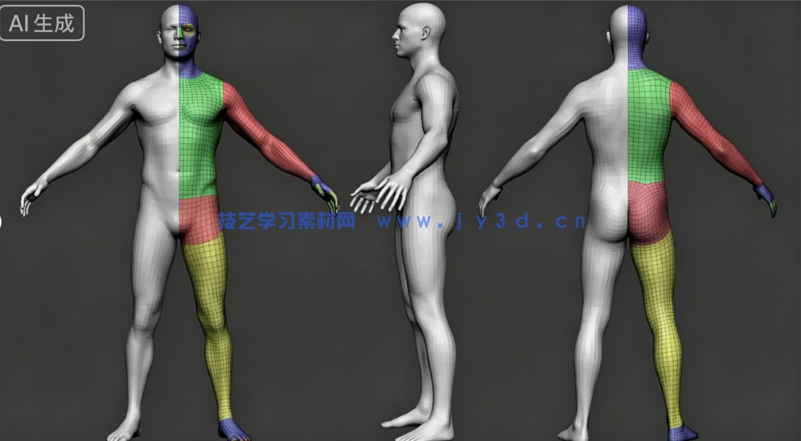 男性女性角色肌肉骨骼建模雕刻基础网格3D模型合集(图11)