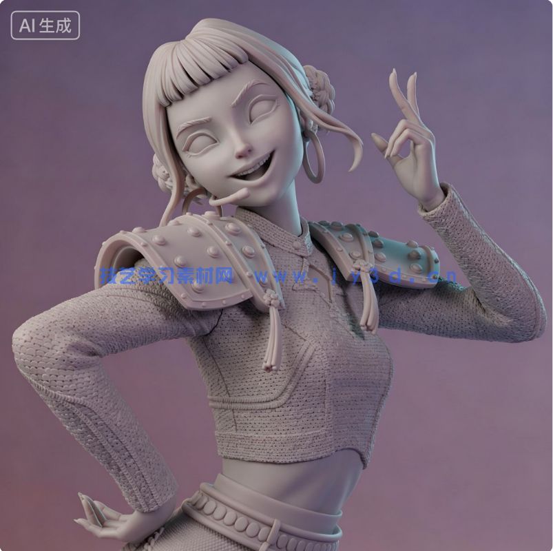 佐伊Zoey掐腰姿势《K-Pop恶魔猎人》动画角色雕刻手办3D打印模型(图7)