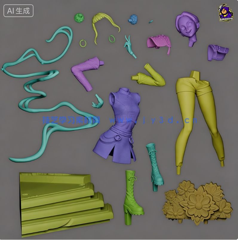 佐伊Zoey掐腰姿势《K-Pop恶魔猎人》动画角色雕刻手办3D打印模型(图9)