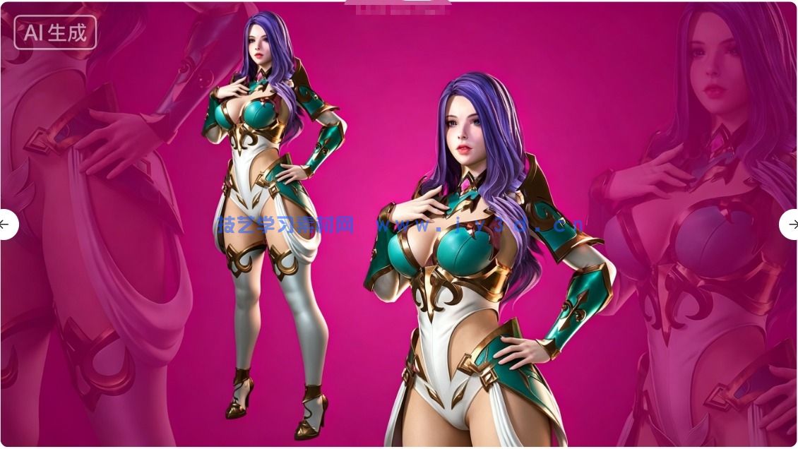 阿祖拉女性骑士战士角色模型UE游戏素材(图6)