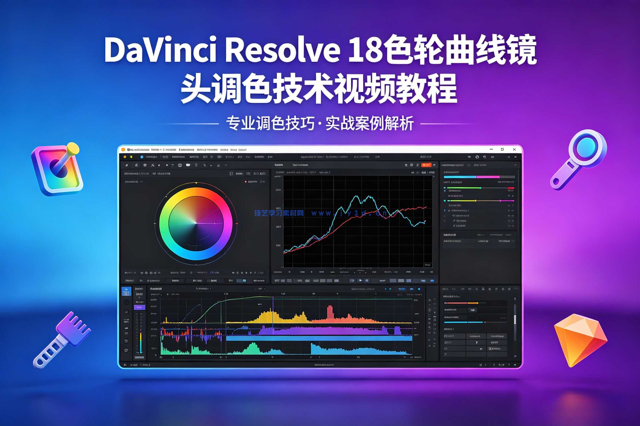  DaVinci Resolve 18色轮曲线镜头调色技术视频教程