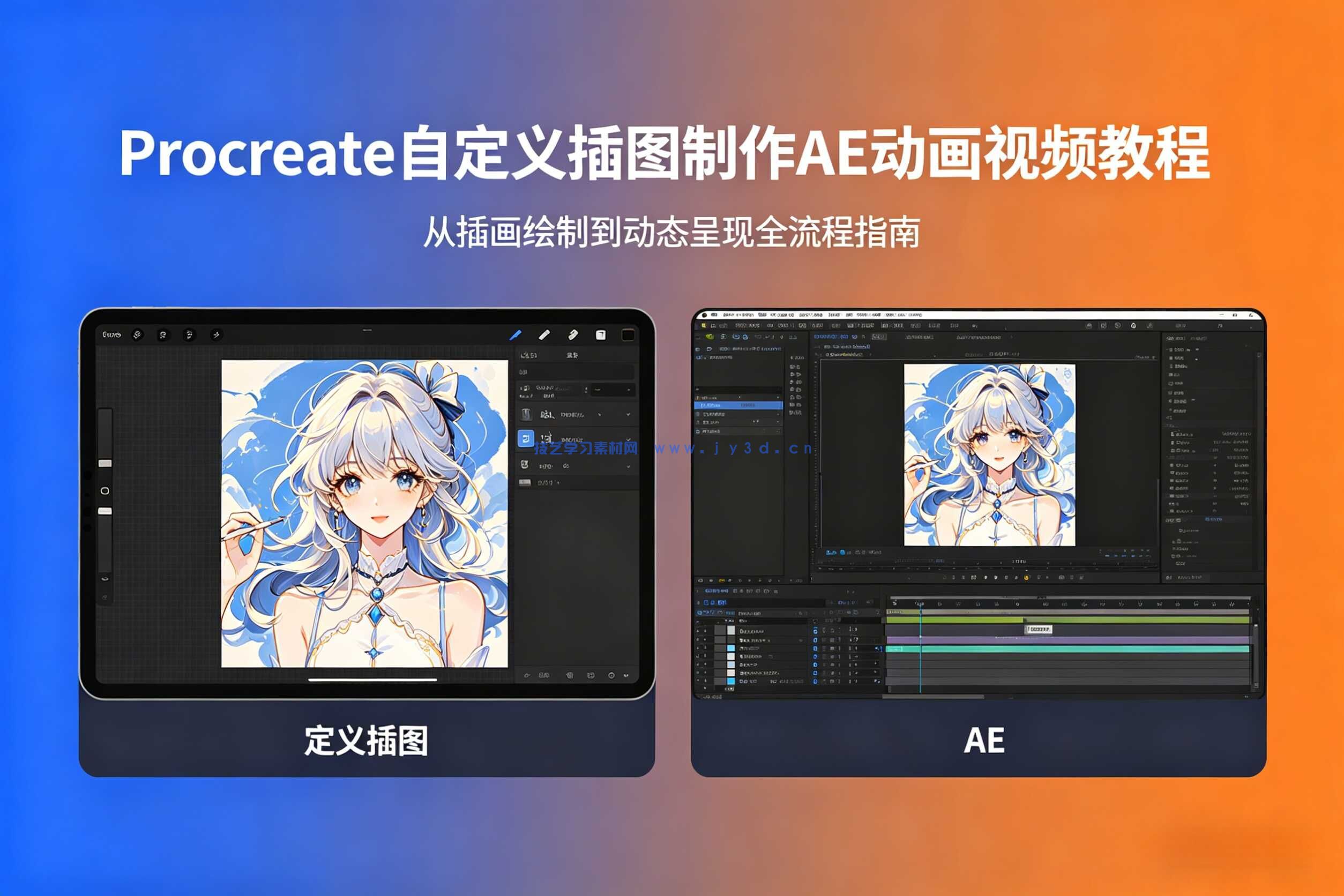 Procreate自定义插图制作AE动画视频教程