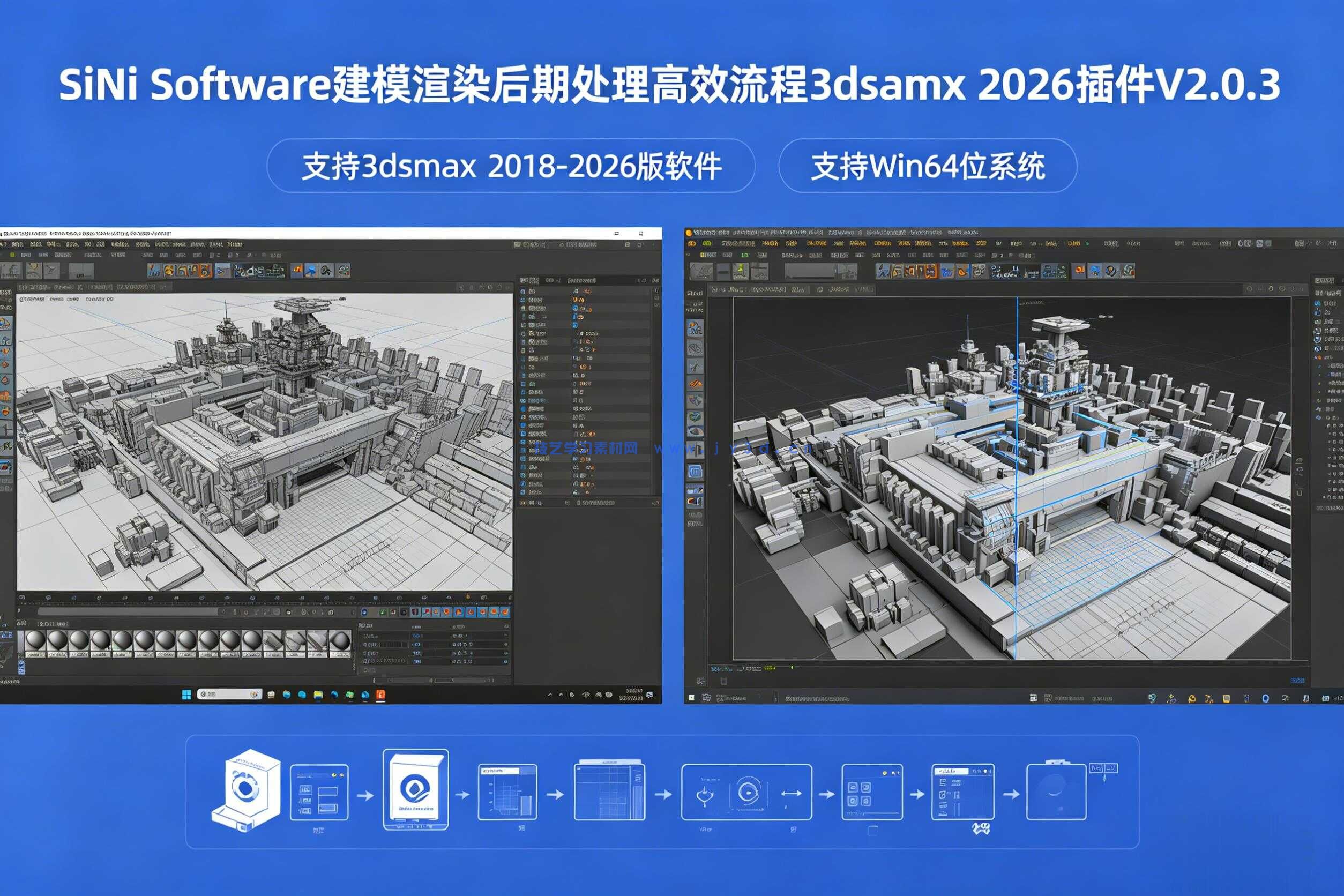 SiNi Software建模渲染后期处理高效流程3dsamx 2026插件V2.0.3