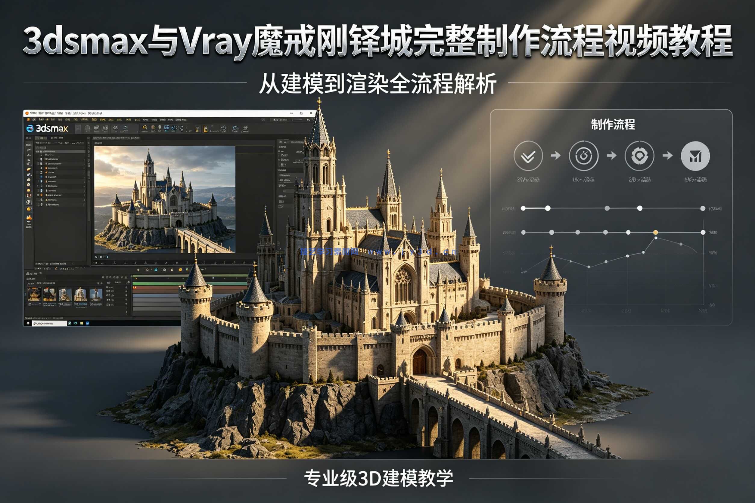 3dsmax与Vray魔戒刚铎城完整制作流程视频教程