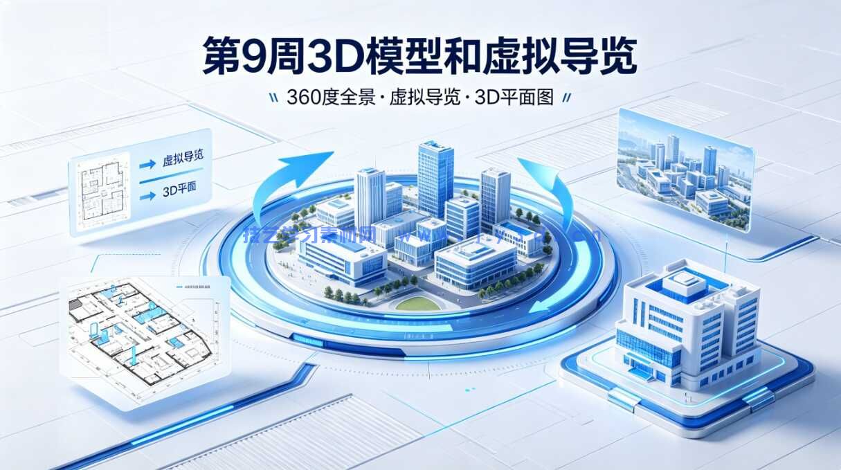第9周  3D模型和虚拟导览  制作360度全景、虚拟导览和3D平面图。 以现代方式展示项目，提升其价值。