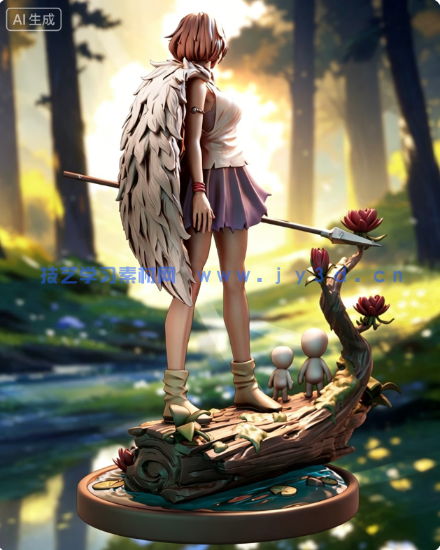  珊San《幽灵公主》动漫角色雕刻手办3D打印模型(图5)