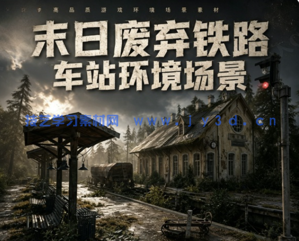 末日废弃工业铁路车站环境场景UE游戏素材