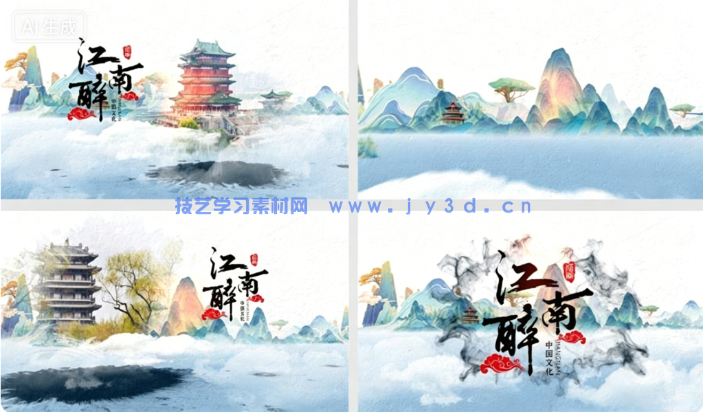 中国风水墨城市图文宣传 AE 片头