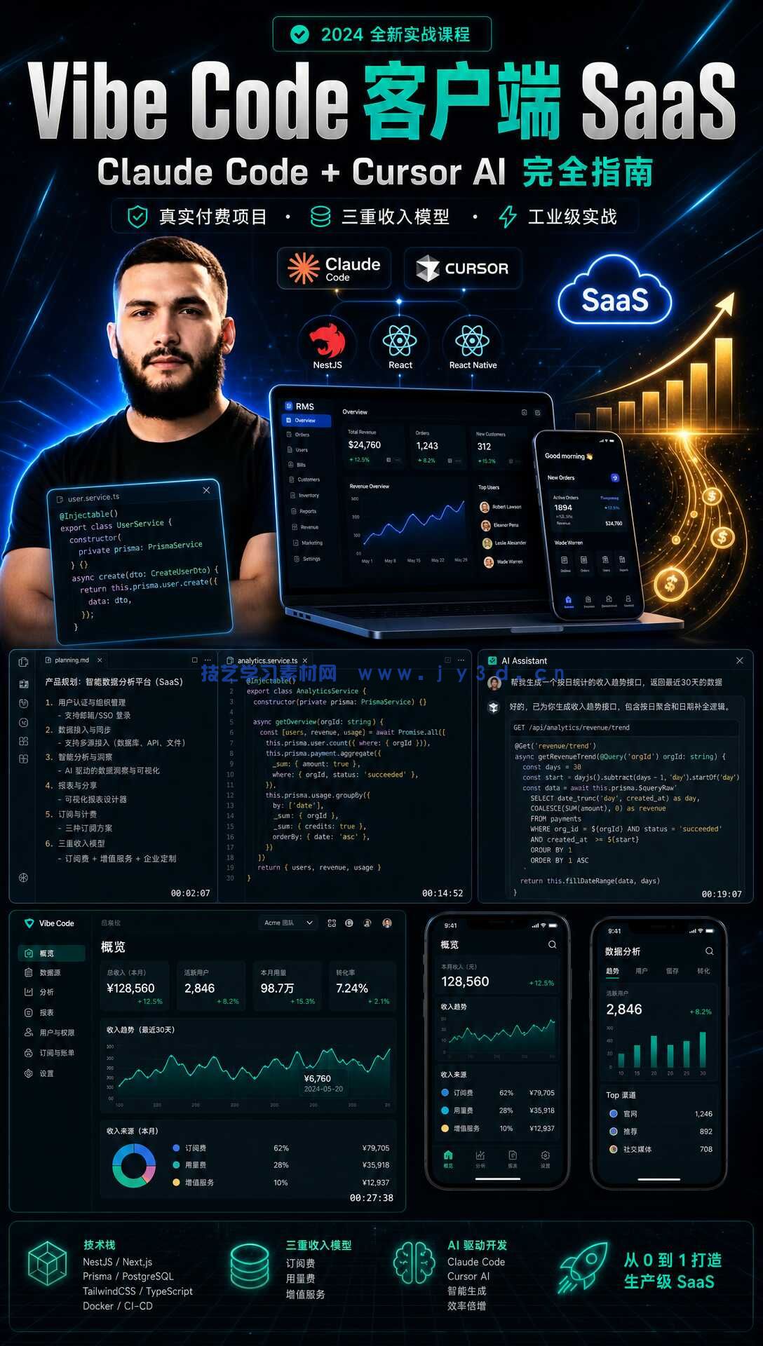 Vibe Code 客户端 SaaS：Claude Code + Cursor AI 完全指南