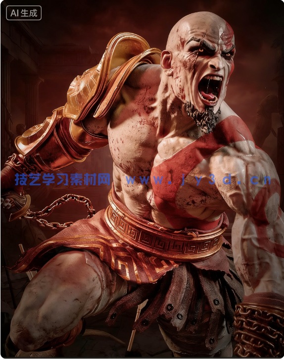 奎托斯Kratos站姿《战神》游戏角色雕刻手办3D打印模型(图4)