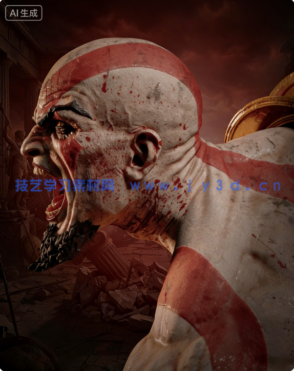 奎托斯Kratos站姿《战神》游戏角色雕刻手办3D打印模型(图5)